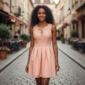 Tea & Cup Women's Floral Peach Dress